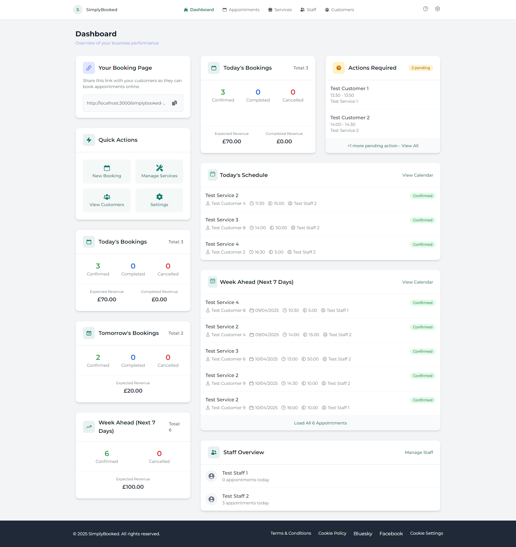 Simply Booked Dashboard Preview